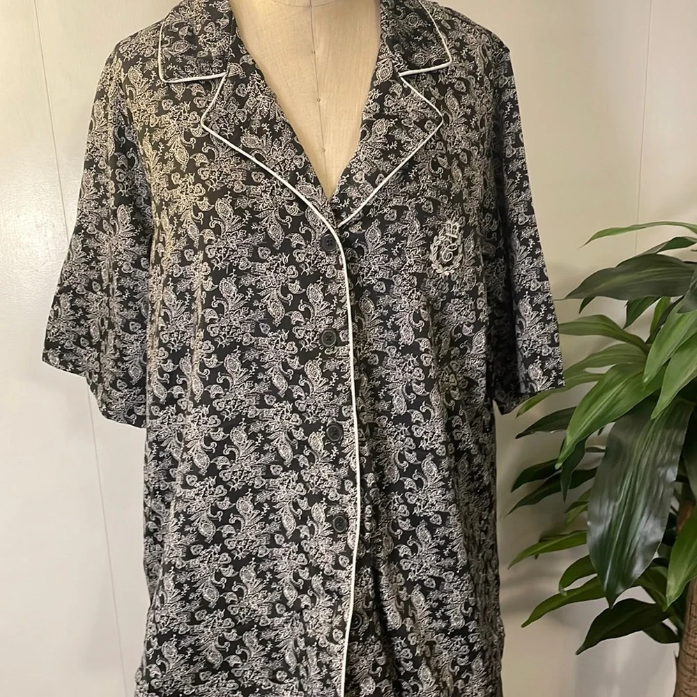 Chaps paisley black and white pajama short sleeve set - Picture 2 of 7